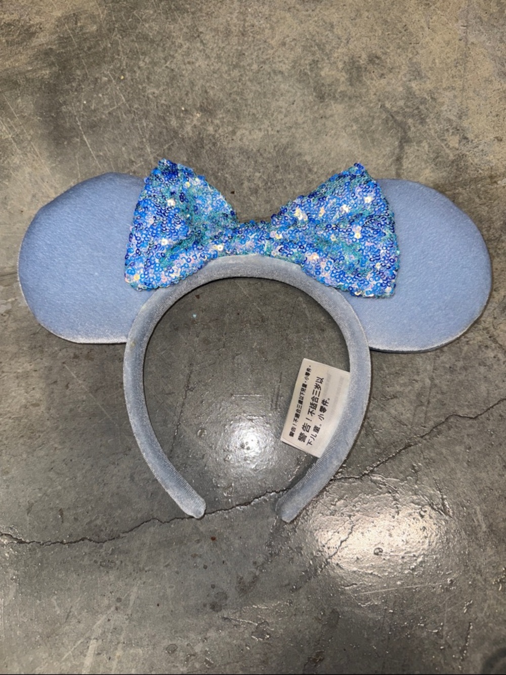 Disney Light Blue Sequin Bow Minnie Ears Headband